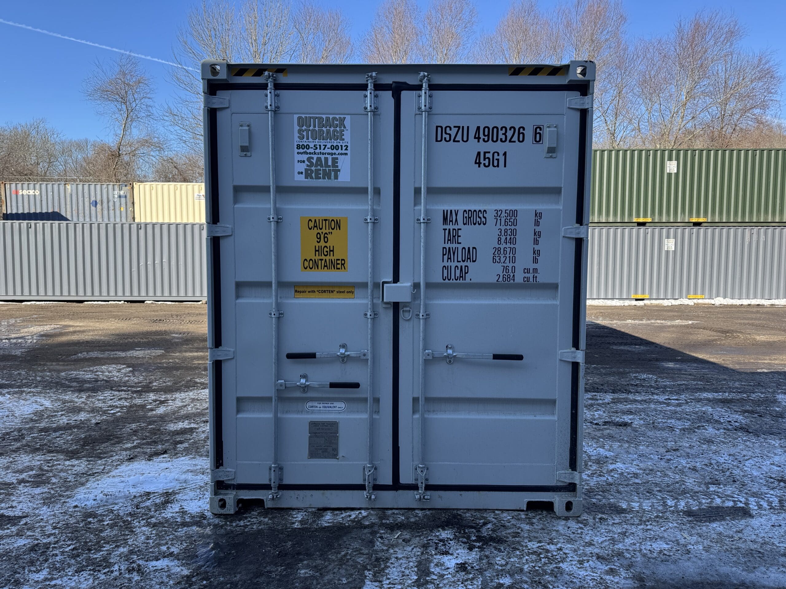 40′ x 8′ x 9.5′ Tall –New *High Cube**DOUBLE DOOR**Shipping/Storage Container – Wind and Watertight-GRAY