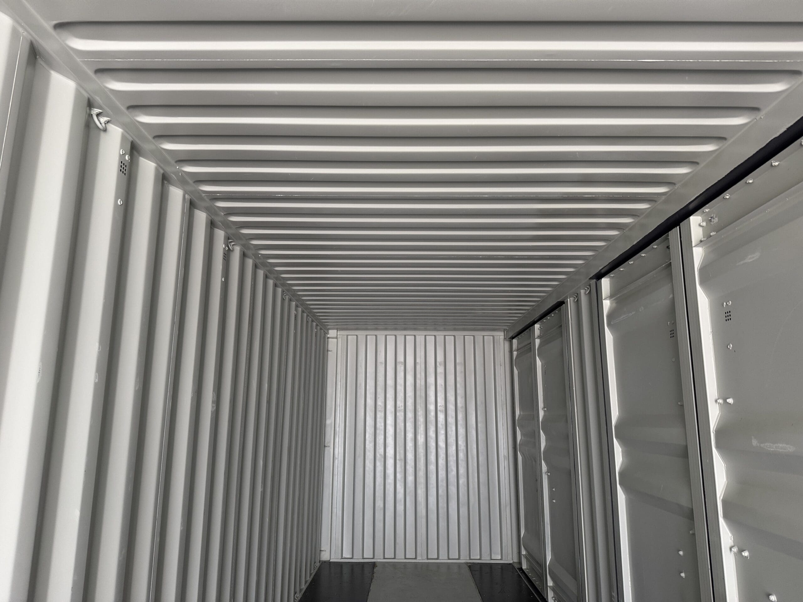 40′ x 8′ x 9.5′ Tall -New *High Cube**FOUR SIDE DOOR OPENINGS** Shipping/Storage Container – Wind and Watertight – DK GRAY