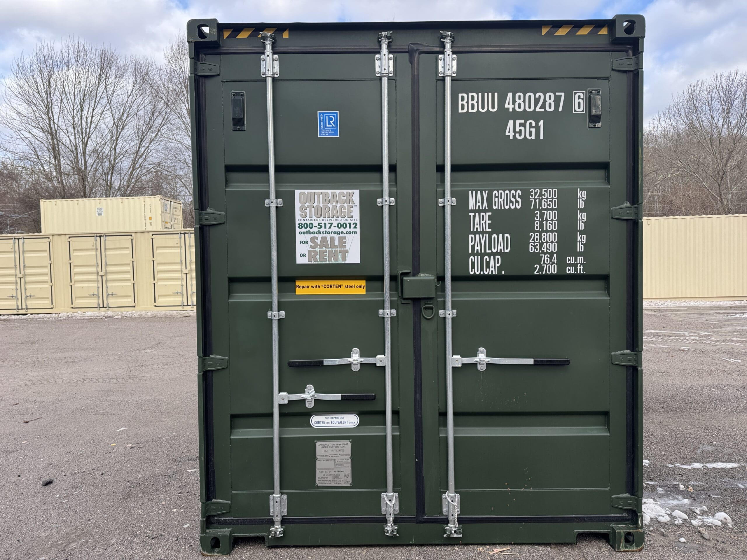 40′ x 8′ x 9.5′ Tall – New *High Cube Shipping/Storage Container – Wind and Watertight-GREEN